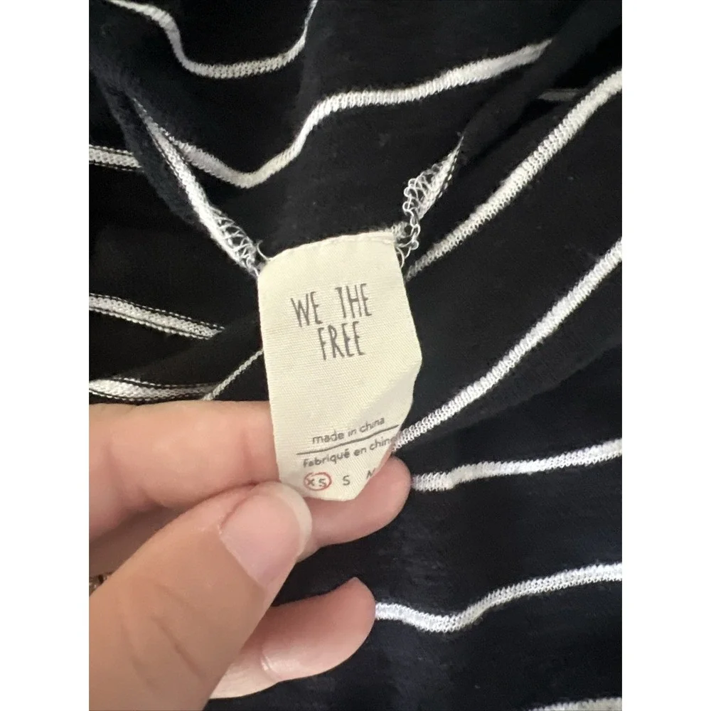 We The Free People Women Oversized XSmall Slouchy Off‎ Shoulder Striped Sweater